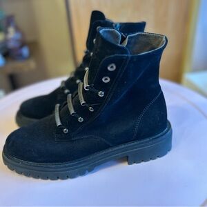 Paul Green Women’s Black Suede Keri Combat Moto Boot 6.5